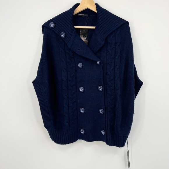 Cape Sweater Women's Sz Large Blue Vertigo Paris Cardigan - Picture 2 of 11